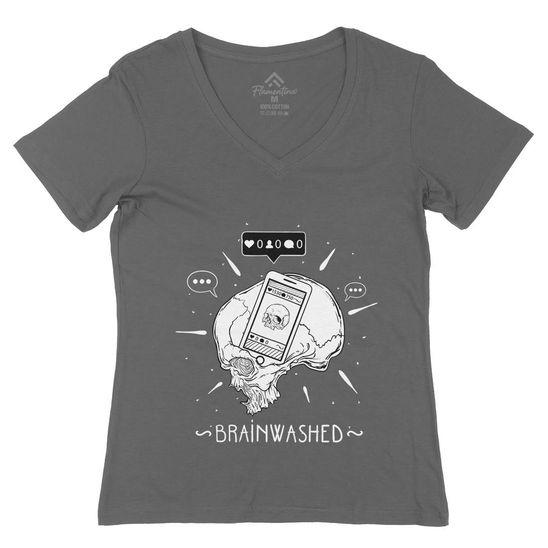 Brainwashed Womens Organic V-Neck T-Shirt Media D446