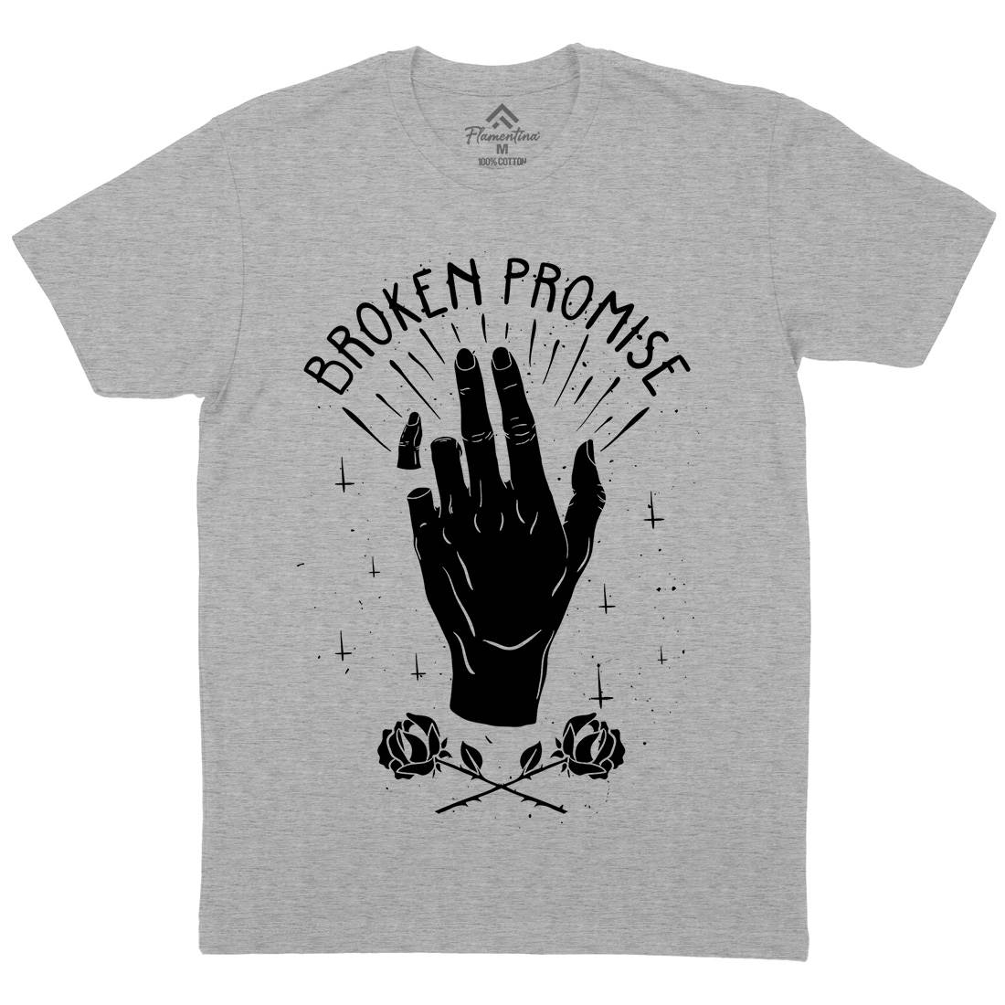 Broken Promise Mens Organic Crew Neck T-Shirt Retro D447
