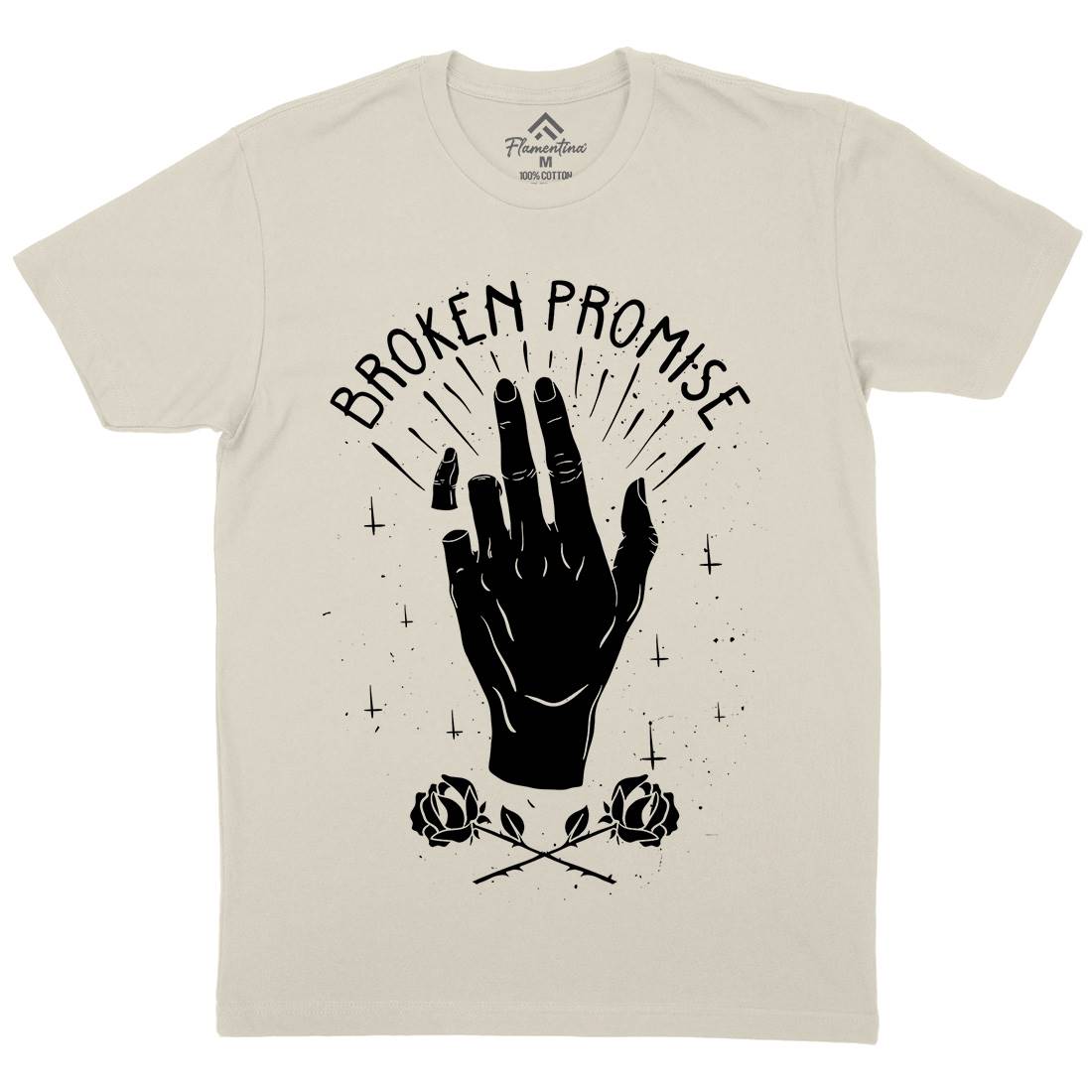 Broken Promise Mens Organic Crew Neck T-Shirt Retro D447