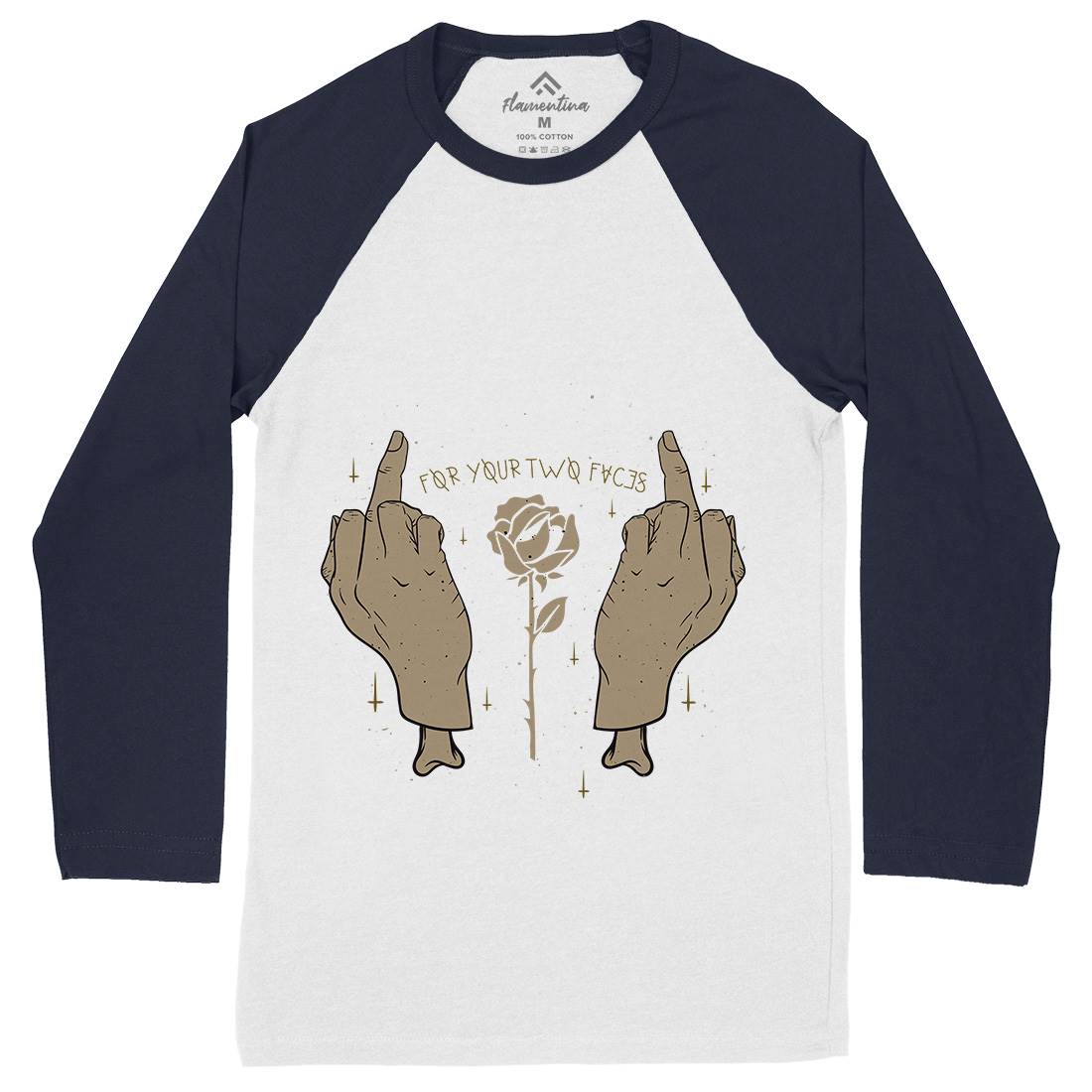 For Your Two Faces Mens Long Sleeve Baseball T-Shirt Quotes D456