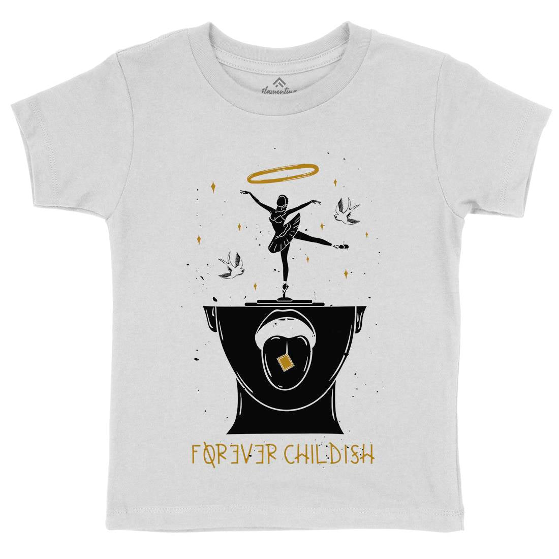 Forever Childish Kids Organic Crew Neck T-Shirt Quotes D457