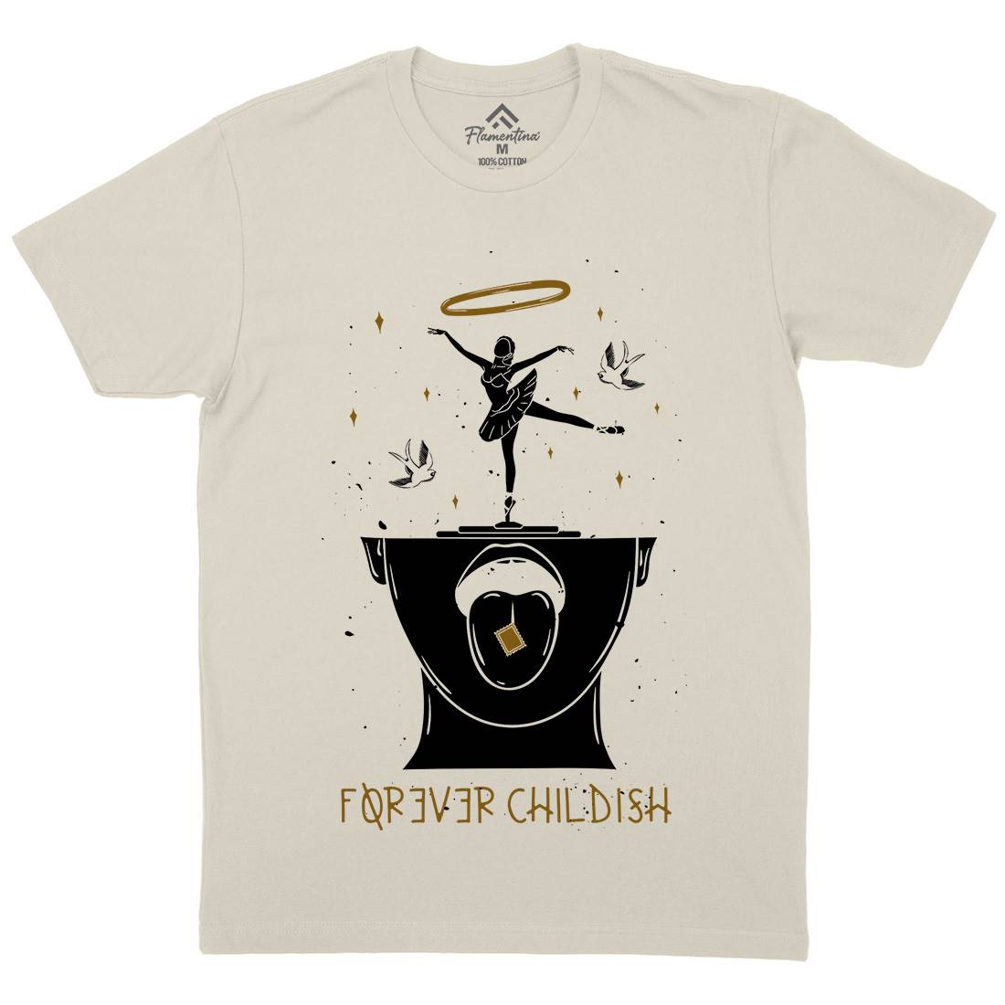 Forever Childish Mens Organic Crew Neck T-Shirt Quotes D457