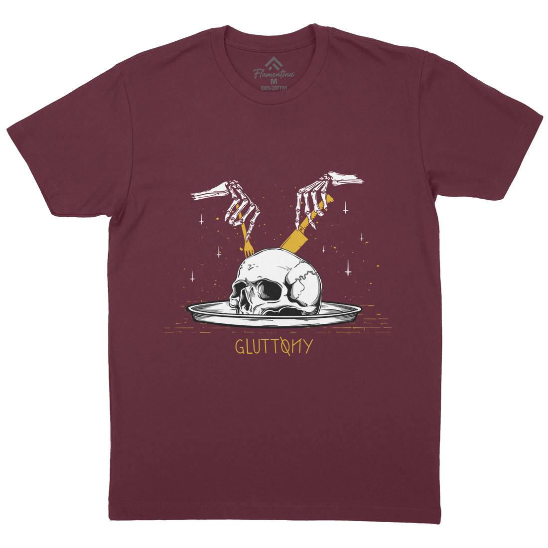 Gluttony Mens Organic Crew Neck T-Shirt Food D460
