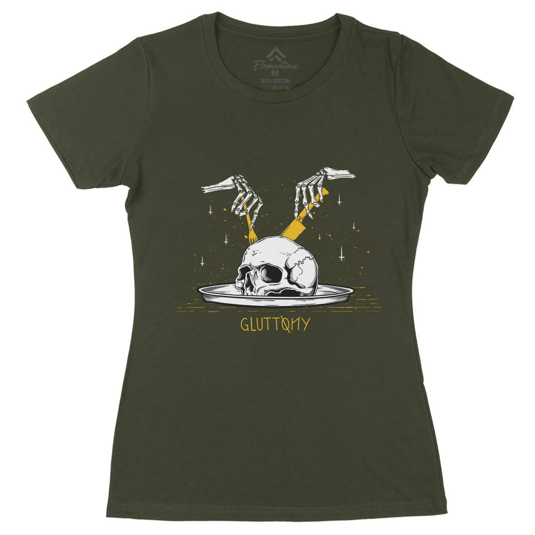 Gluttony Womens Organic Crew Neck T-Shirt Food D460