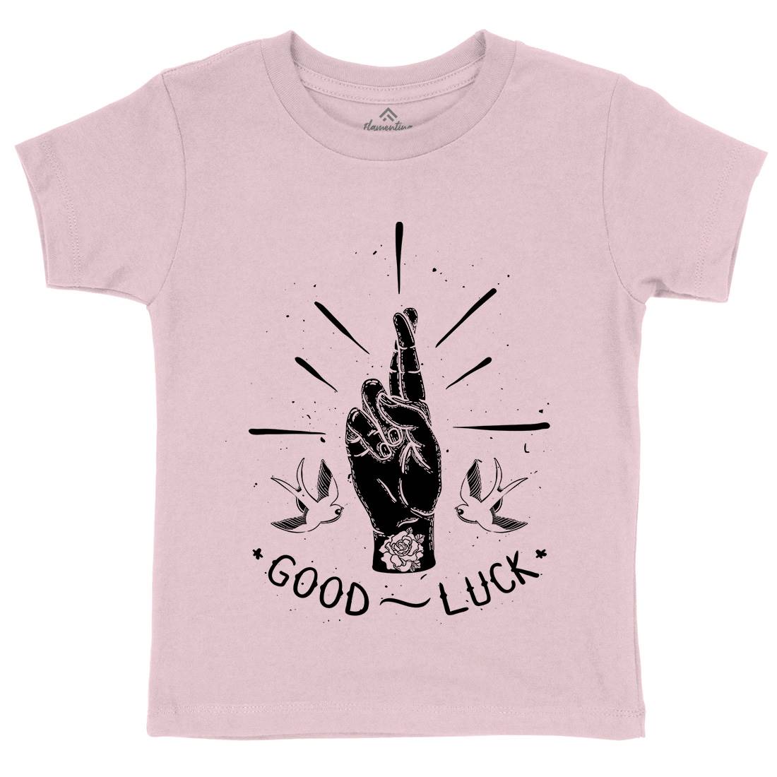 Good Luck Kids Organic Crew Neck T-Shirt Tattoo D461