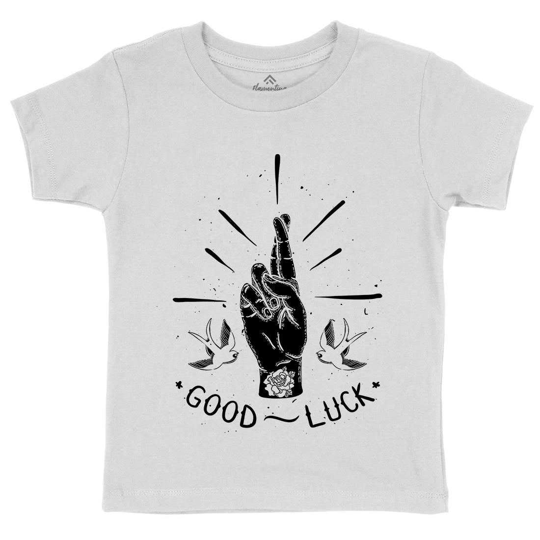 Good Luck Kids Organic Crew Neck T-Shirt Tattoo D461