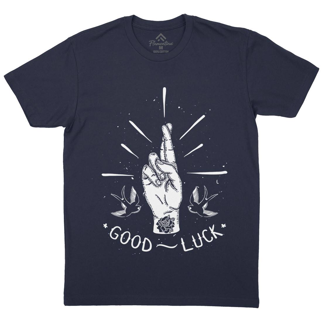 Good Luck Mens Crew Neck T-Shirt Tattoo D461