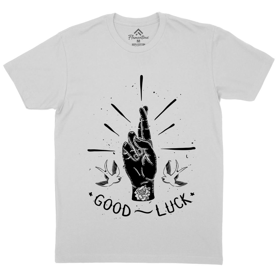 Good Luck Mens Crew Neck T-Shirt Tattoo D461