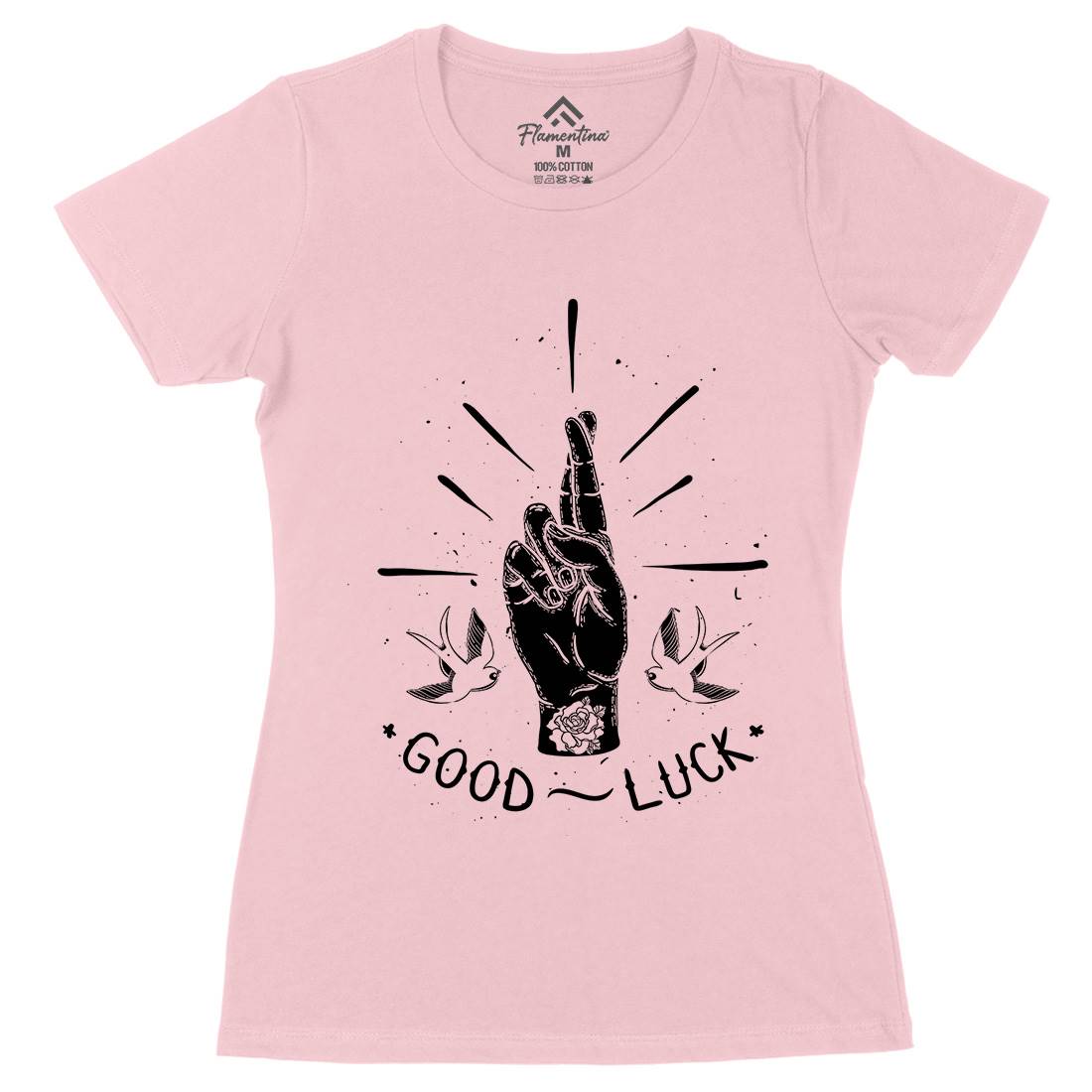 Good Luck Womens Organic Crew Neck T-Shirt Tattoo D461