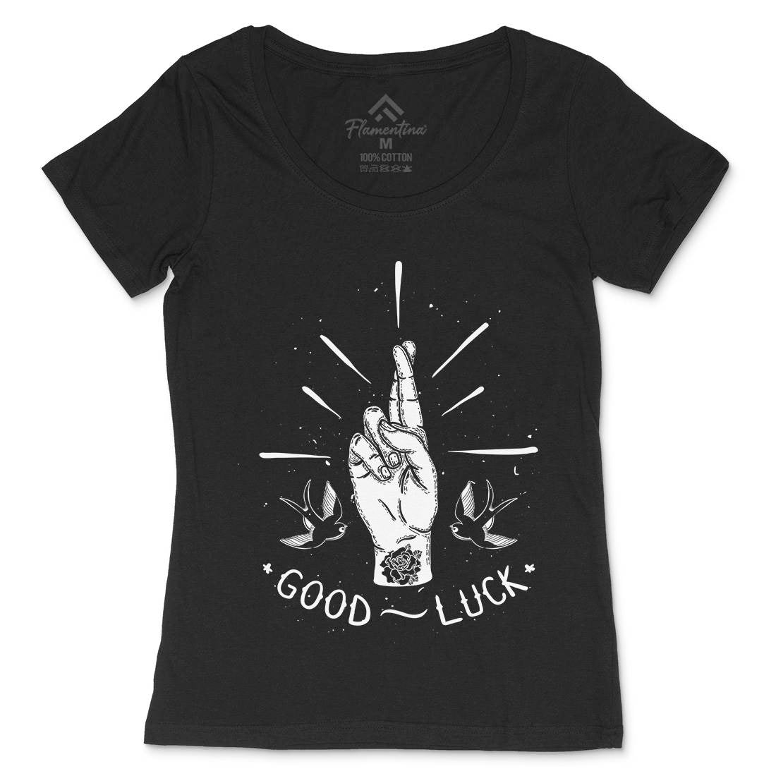 Good Luck Womens Scoop Neck T-Shirt Tattoo D461