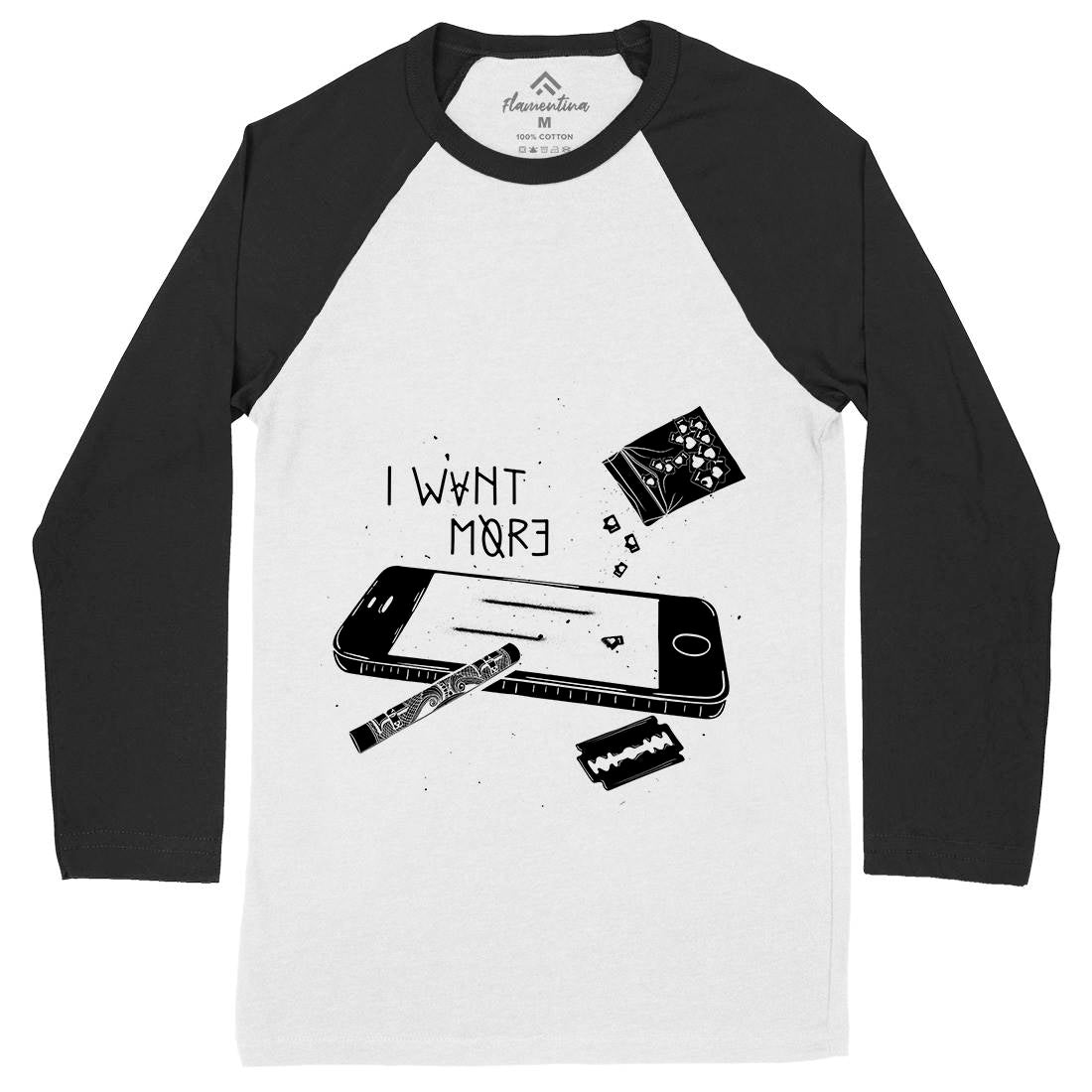 I Want More Mens Long Sleeve Baseball T-Shirt Media D465