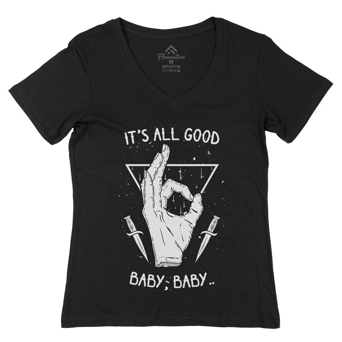 It&#39;s All Good Womens Organic V-Neck T-Shirt Quotes D468