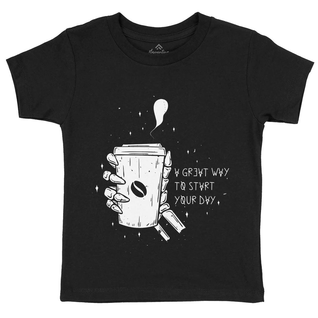 Morning Coffee Kids Crew Neck T-Shirt Drinks D472