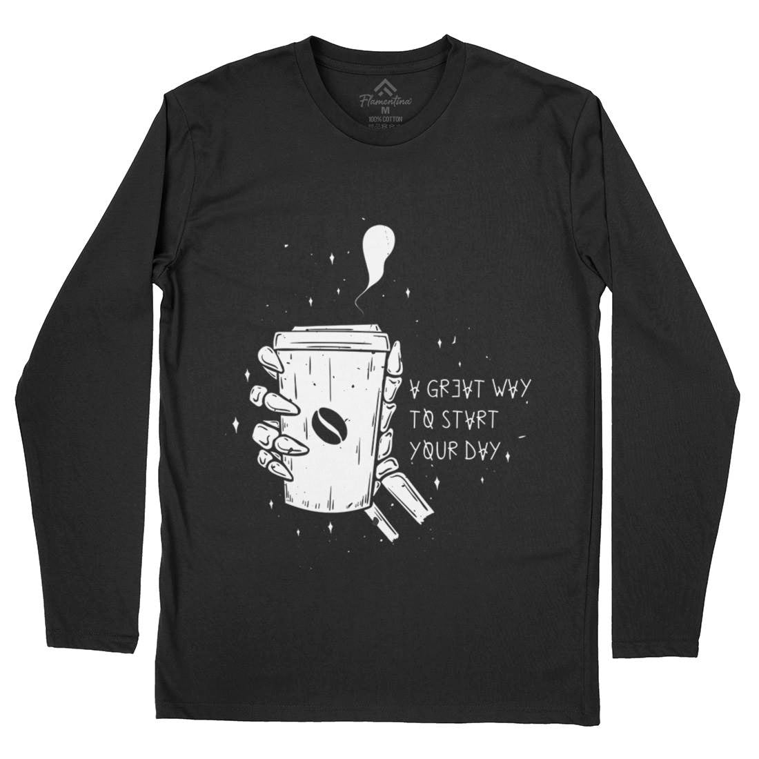 Morning Coffee Mens Long Sleeve T-Shirt Drinks D472