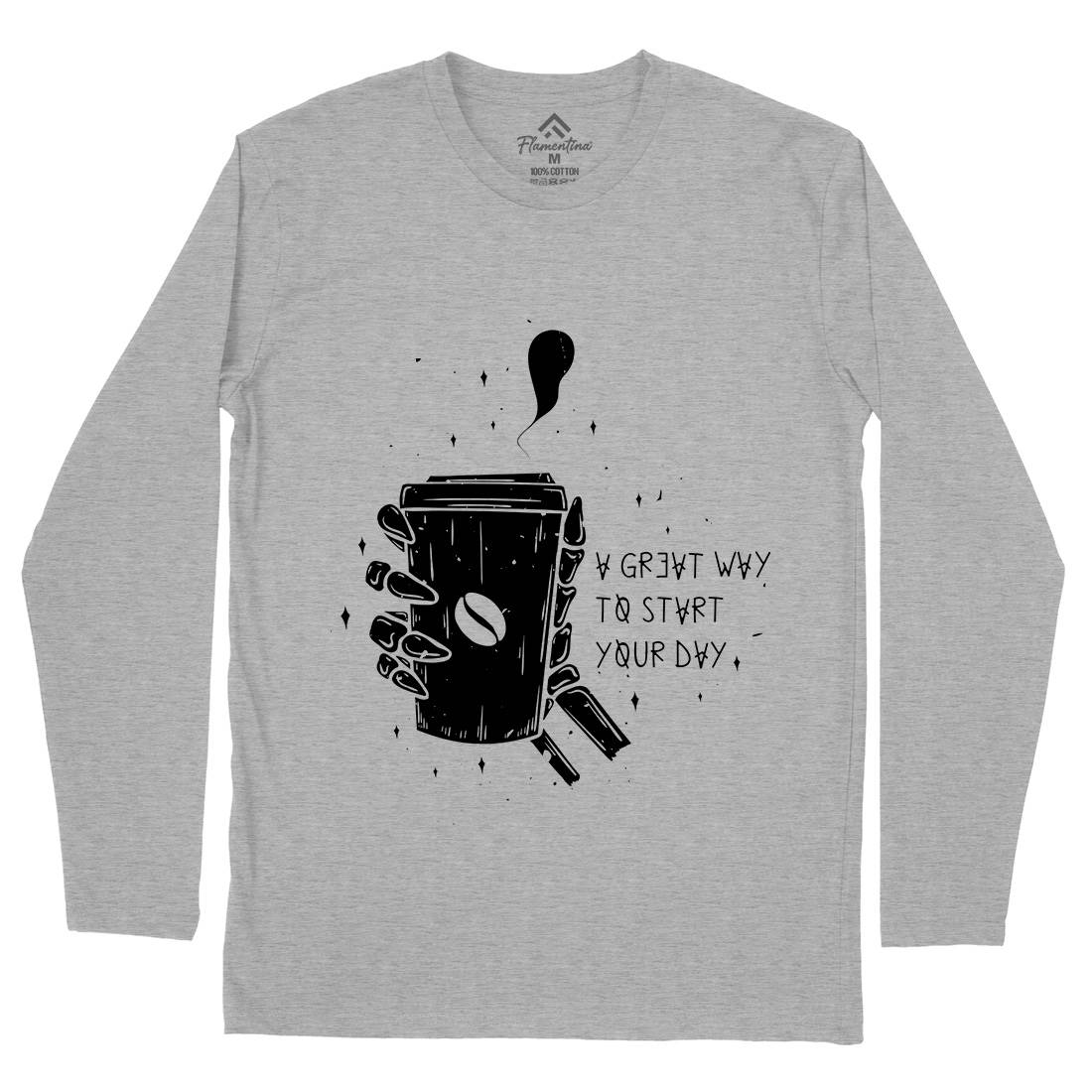 Morning Coffee Mens Long Sleeve T-Shirt Drinks D472