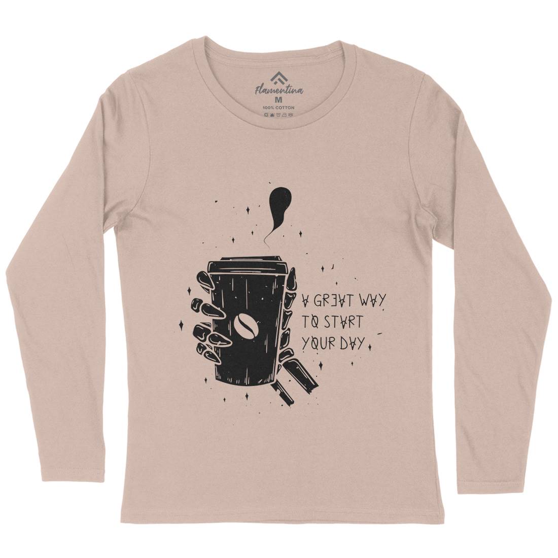 Morning Coffee Womens Long Sleeve T-Shirt Drinks D472