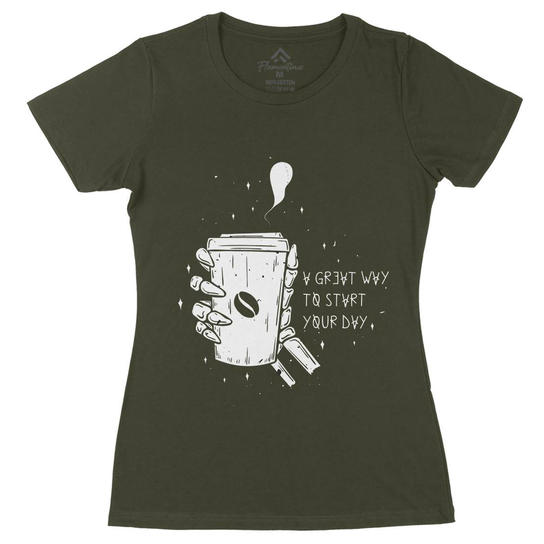 Morning Coffee Womens Organic Crew Neck T-Shirt Drinks D472