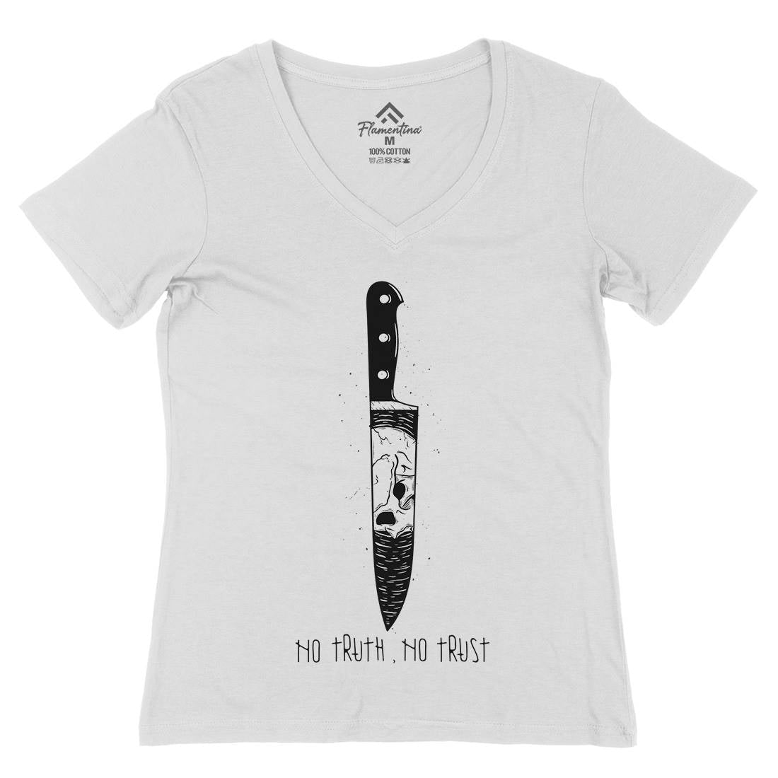 No Truth No Trust Womens Organic V-Neck T-Shirt Quotes D478
