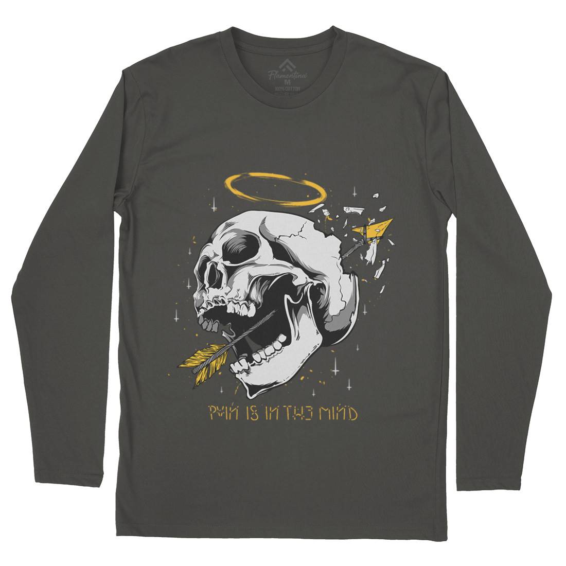 Pain Is In The Mind Mens Long Sleeve T-Shirt Quotes D479