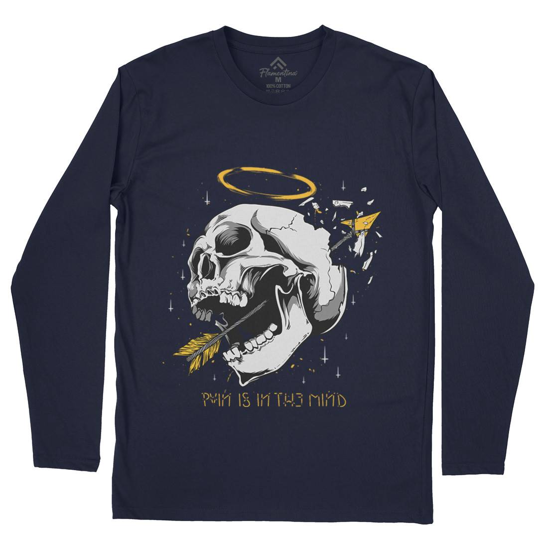 Pain Is In The Mind Mens Long Sleeve T-Shirt Quotes D479