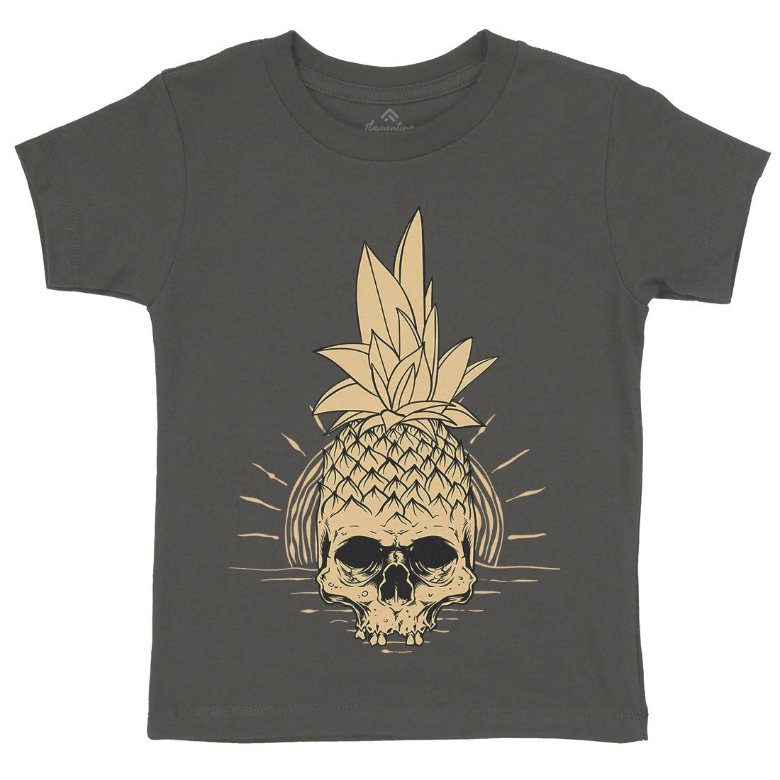 Pineapple Skull Kids Crew Neck T-Shirt Holiday D480