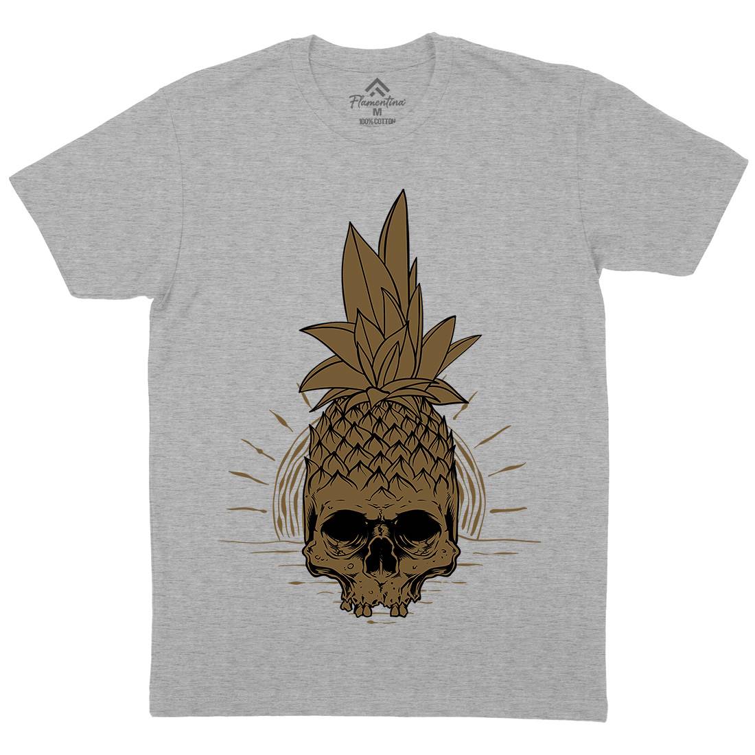 Pineapple Skull Mens Crew Neck T-Shirt Holiday D480