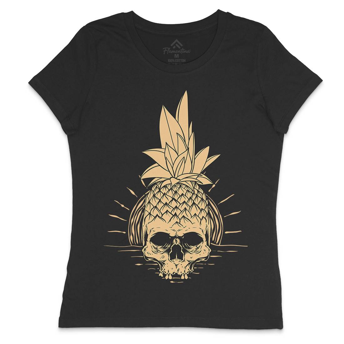 Pineapple Skull Womens Crew Neck T-Shirt Holiday D480
