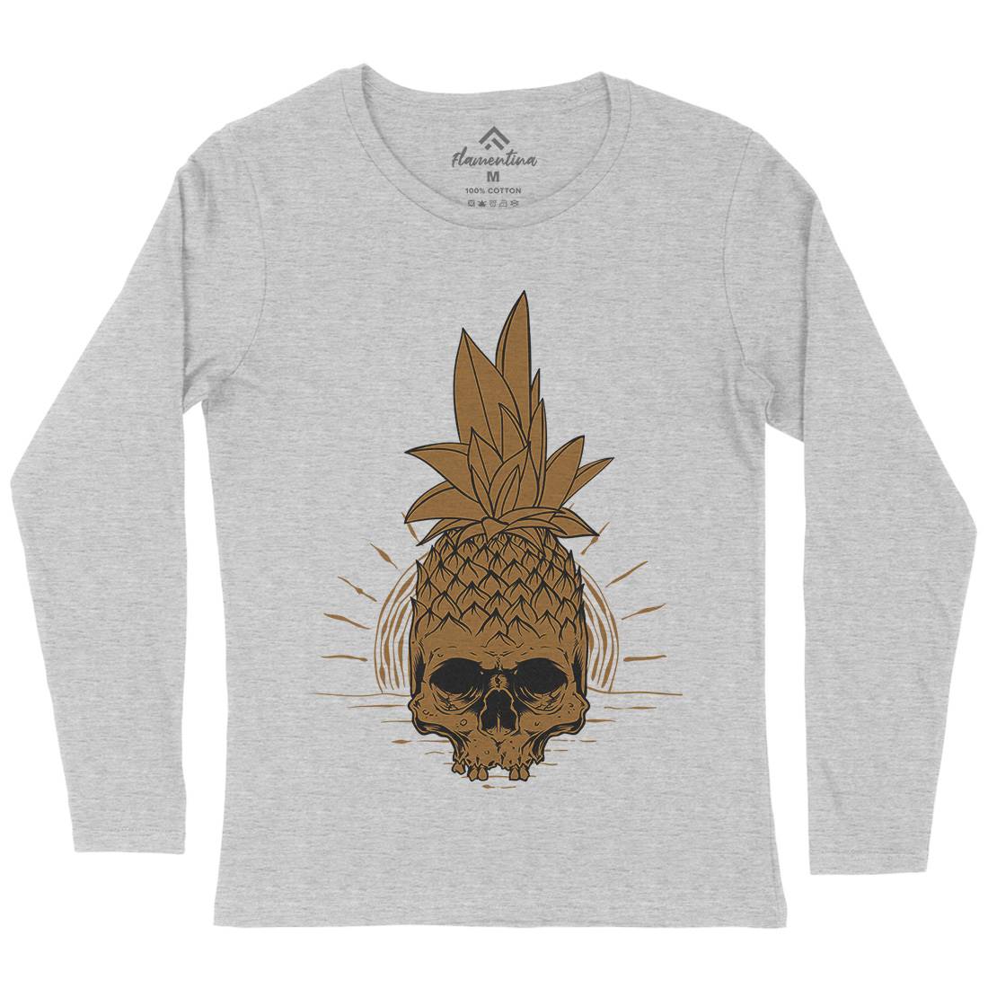Pineapple Skull Womens Long Sleeve T-Shirt Holiday D480