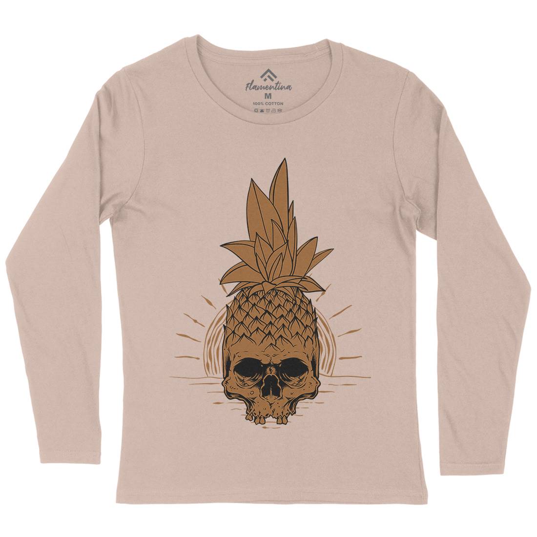 Pineapple Skull Womens Long Sleeve T-Shirt Holiday D480
