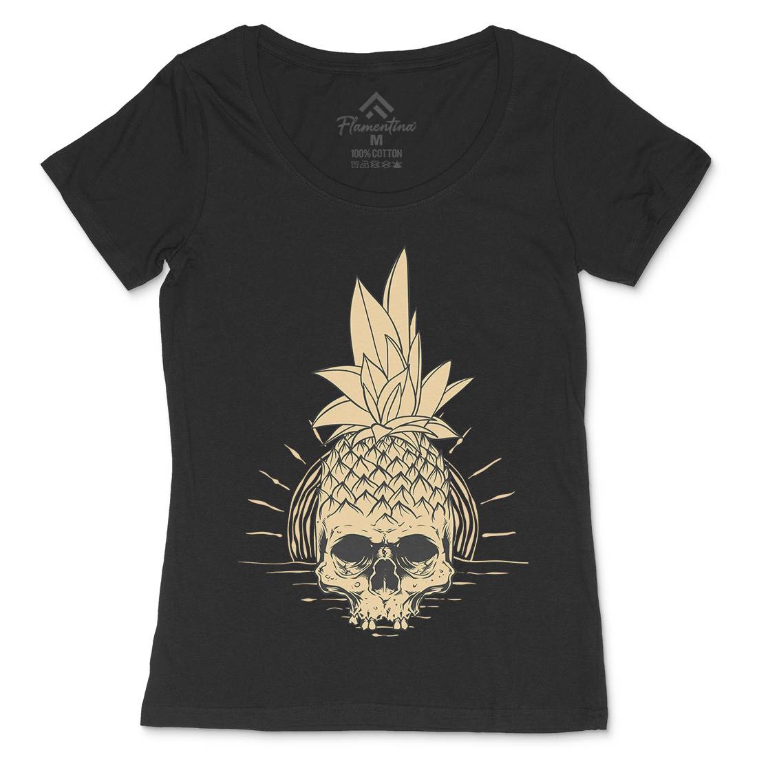 Pineapple Skull Womens Scoop Neck T-Shirt Holiday D480