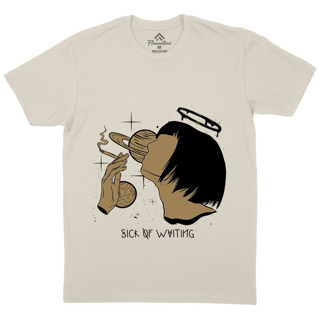 Sick Of Waiting Mens Organic Crew Neck T-Shirt Space D486