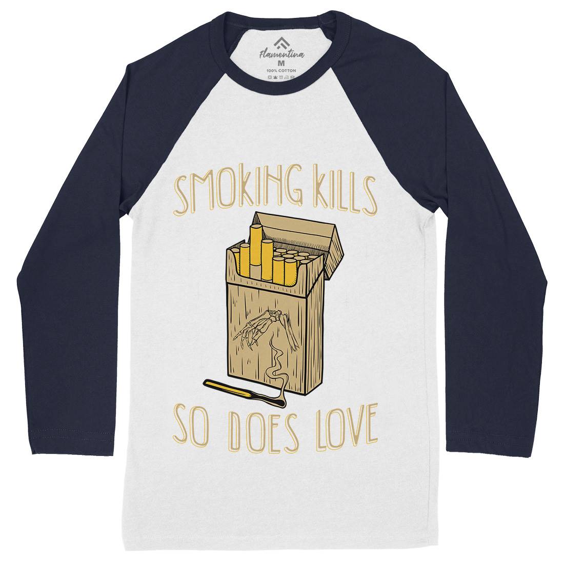 Smoking Kills Mens Long Sleeve Baseball T-Shirt Quotes D488