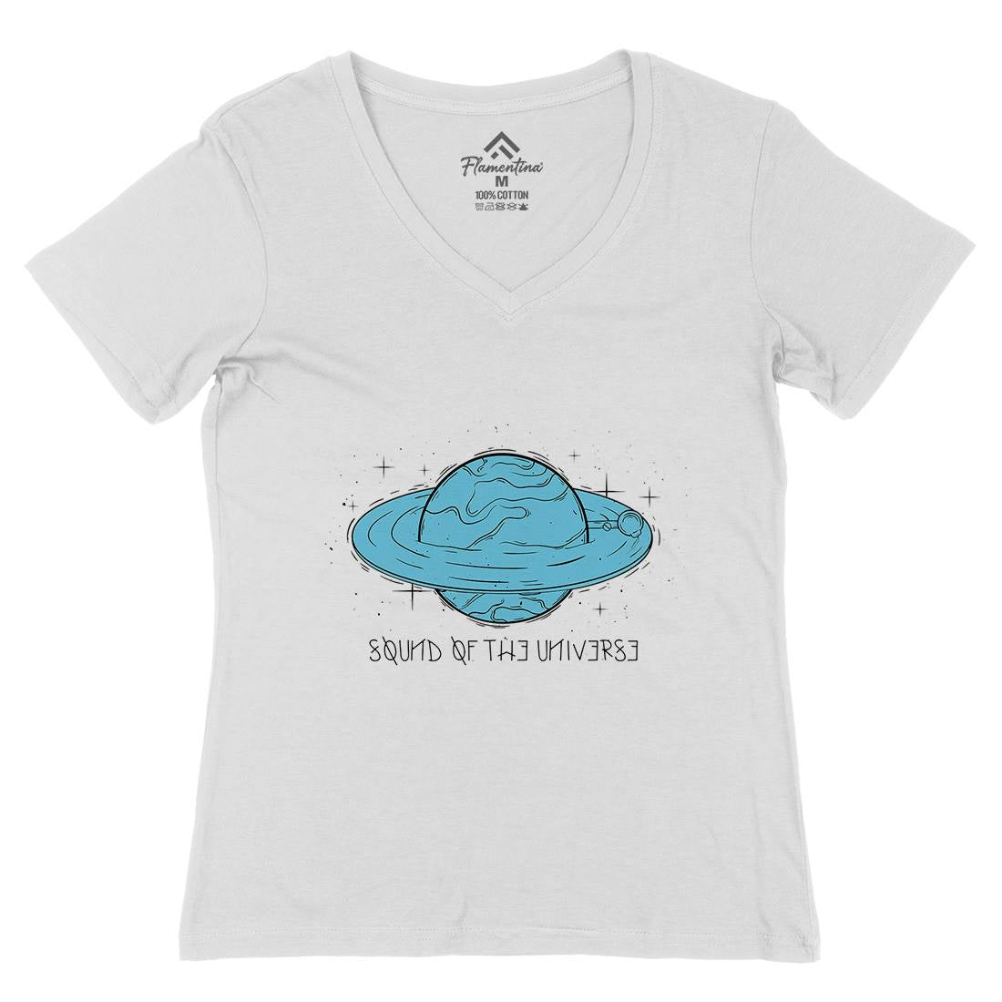Sound Of The Universe Womens Organic V-Neck T-Shirt Space D489