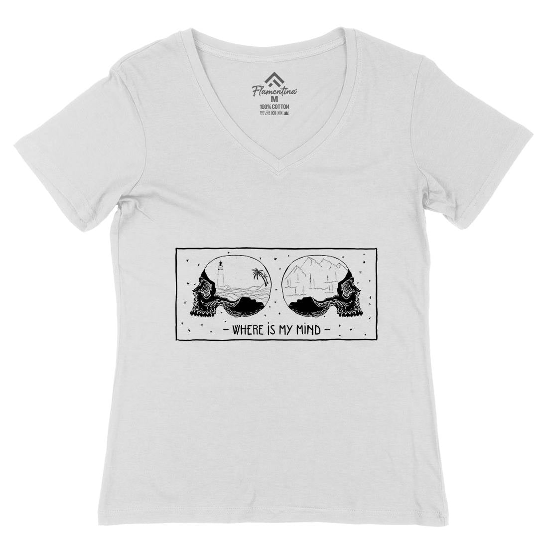Where Is My Mind Womens Organic V-Neck T-Shirt Quotes D497