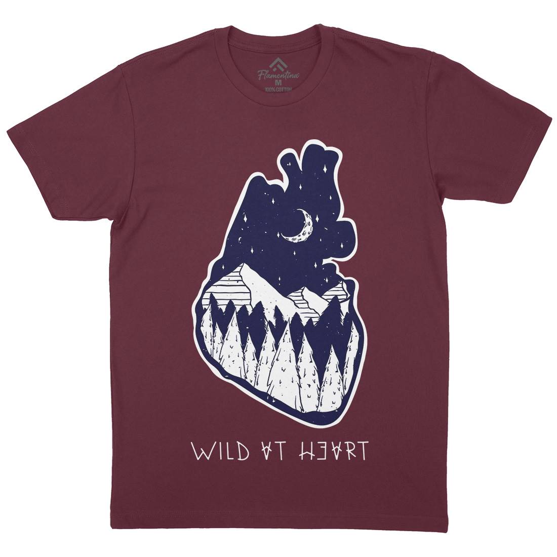 Wild At Heart Mens Organic Crew Neck T-Shirt Nature D498