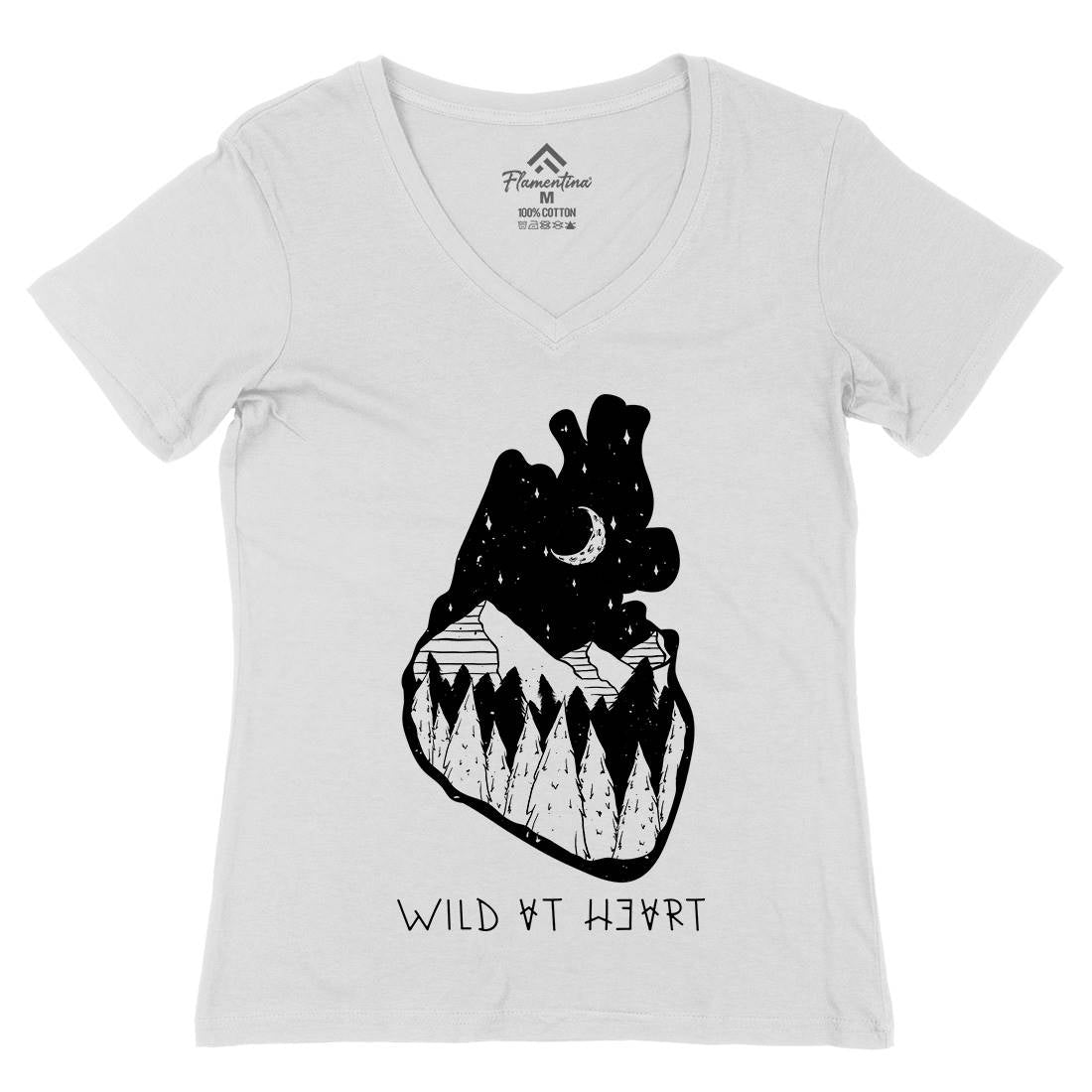Wild At Heart Womens Organic V-Neck T-Shirt Nature D498