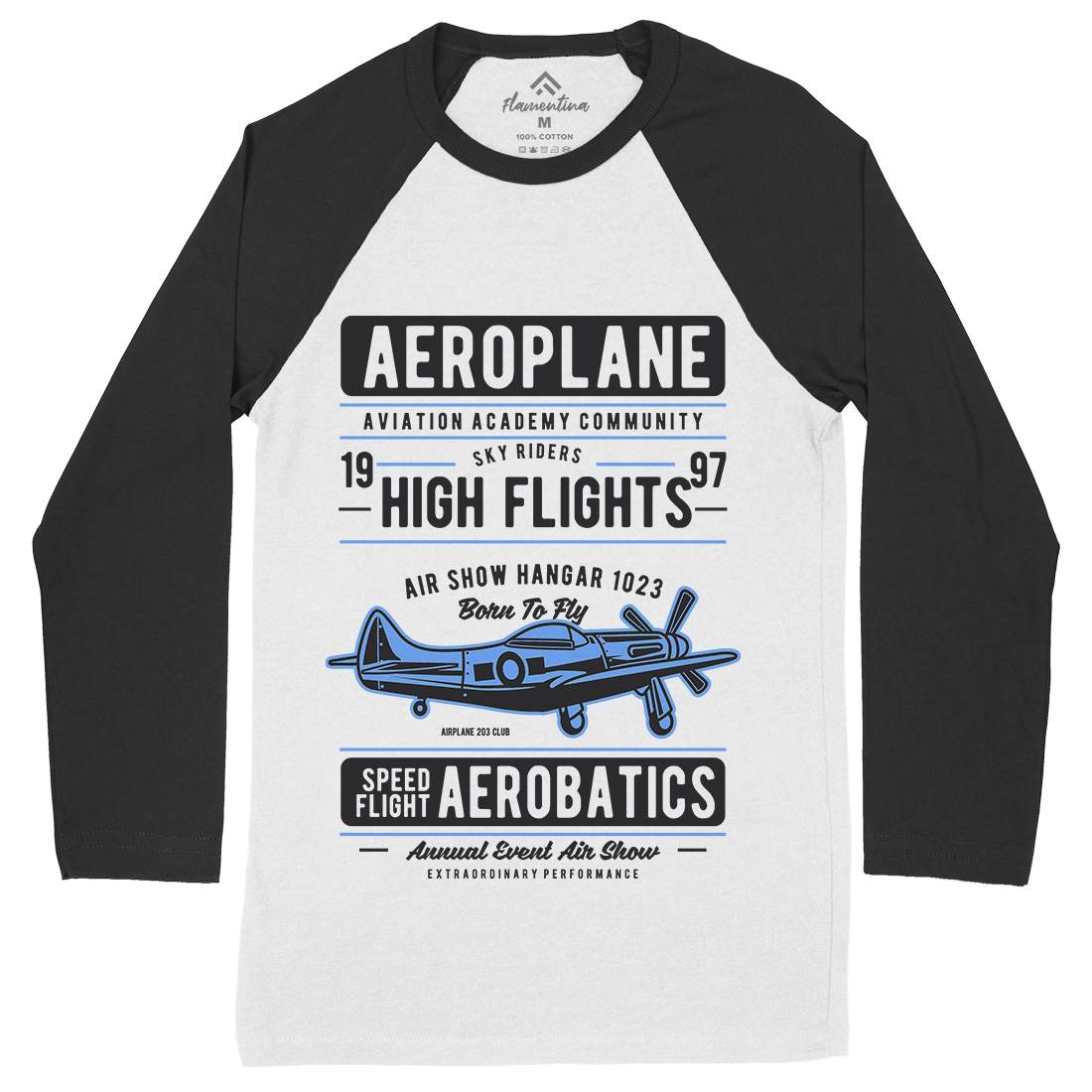 Aeroplane Mens Long Sleeve Baseball T-Shirt Vehicles D501