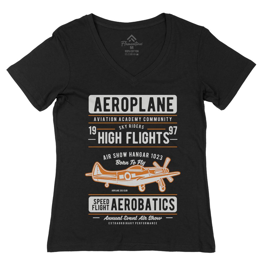 Aeroplane Womens Organic V-Neck T-Shirt Vehicles D501