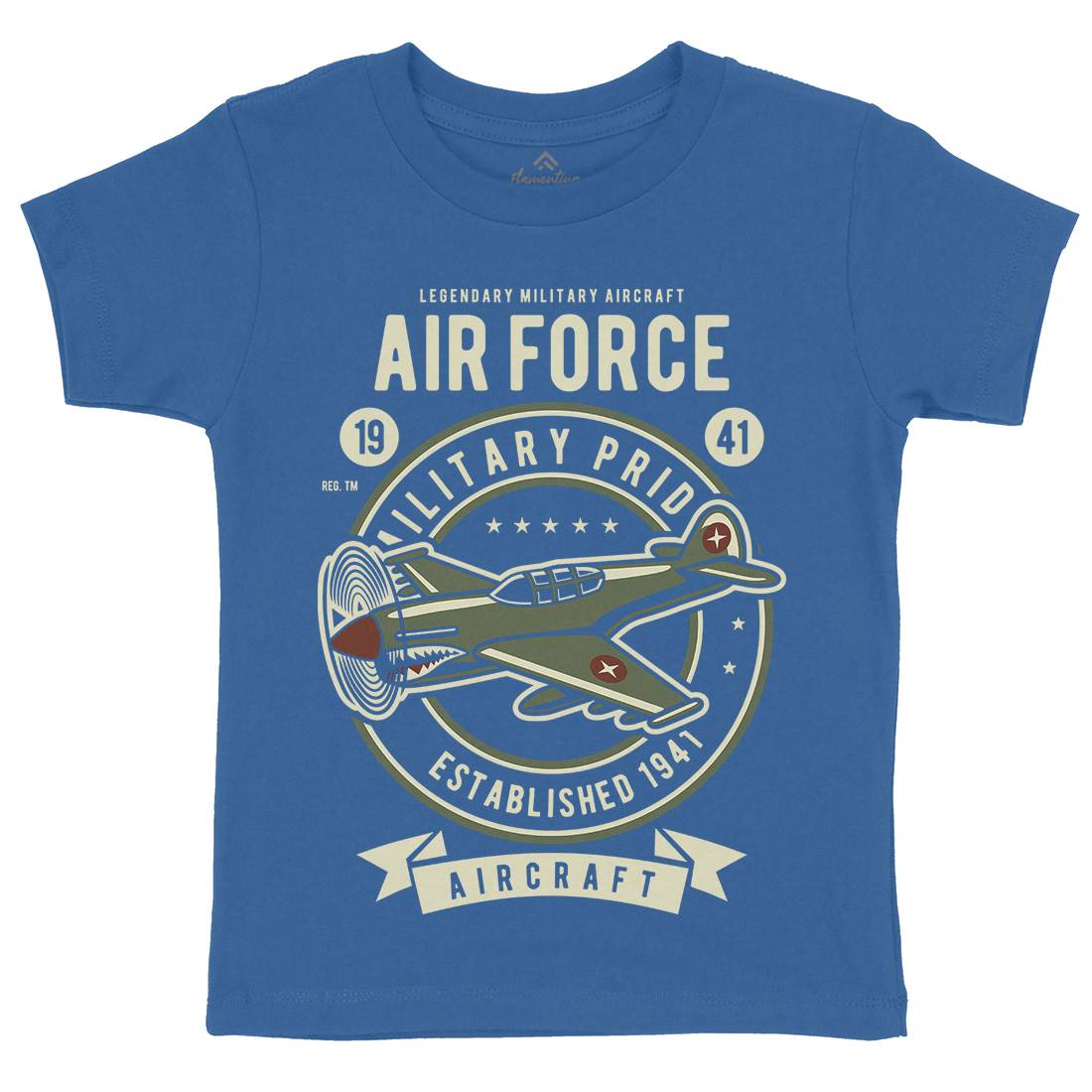 Air Force Kids Crew Neck T-Shirt Army D502