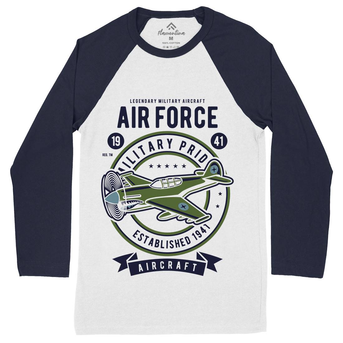 Air Force Mens Long Sleeve Baseball T-Shirt Army D502