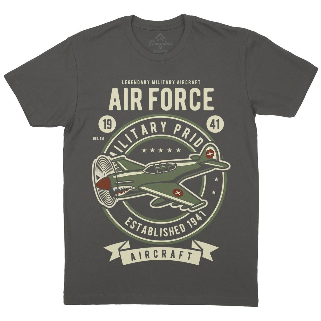 Air Force Mens Organic Crew Neck T-Shirt Army D502