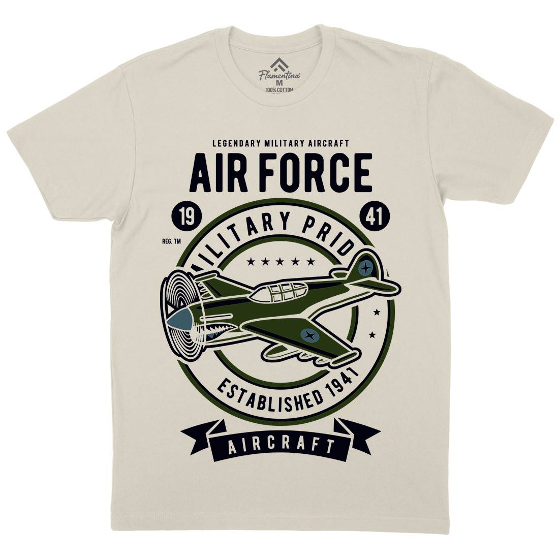Air Force Mens Organic Crew Neck T-Shirt Army D502