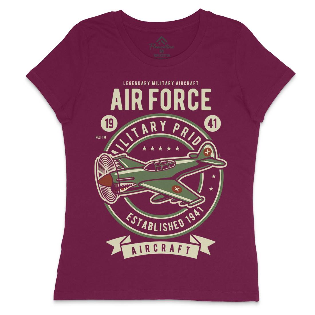 Air Force Womens Crew Neck T-Shirt Army D502