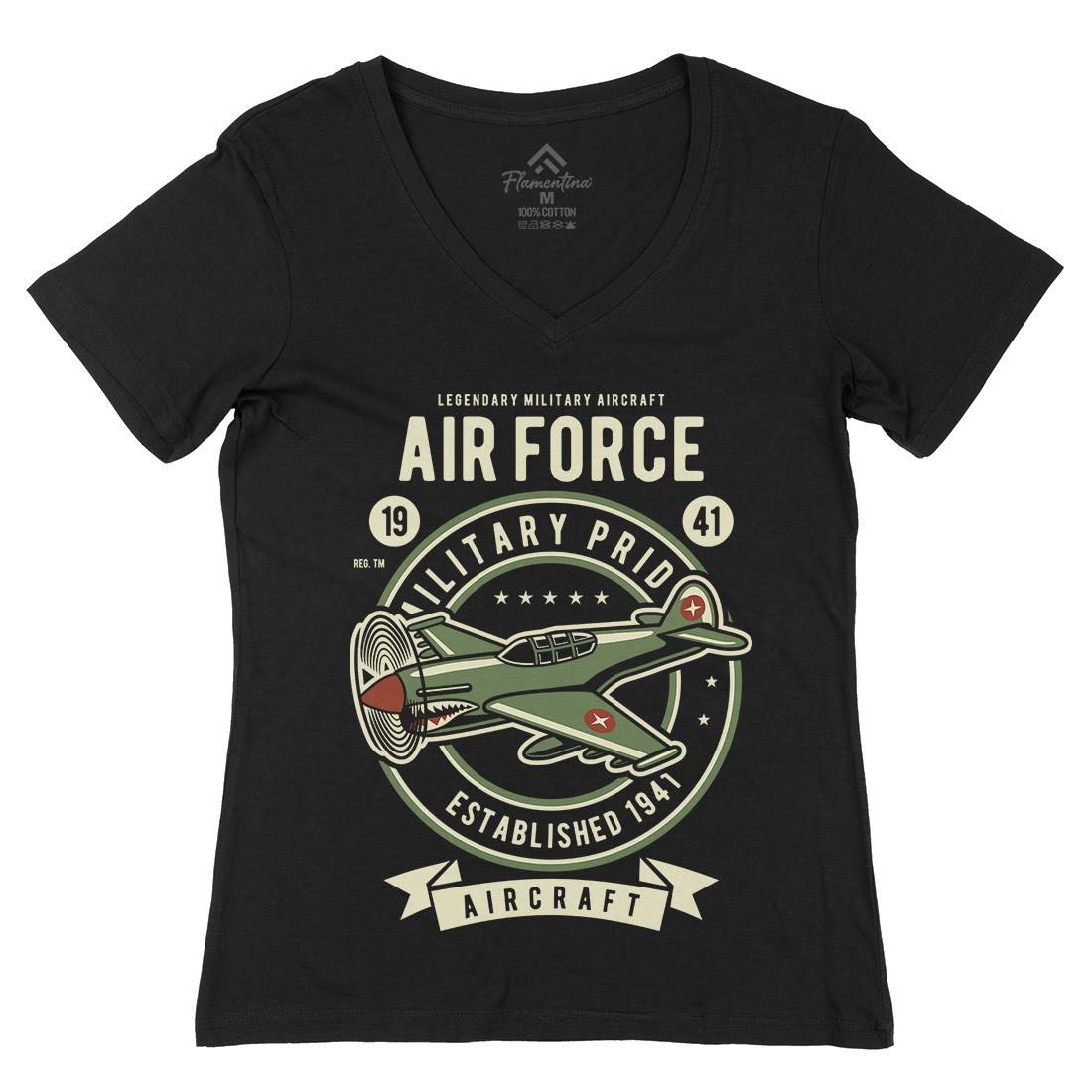 Air Force Womens Organic V-Neck T-Shirt Army D502