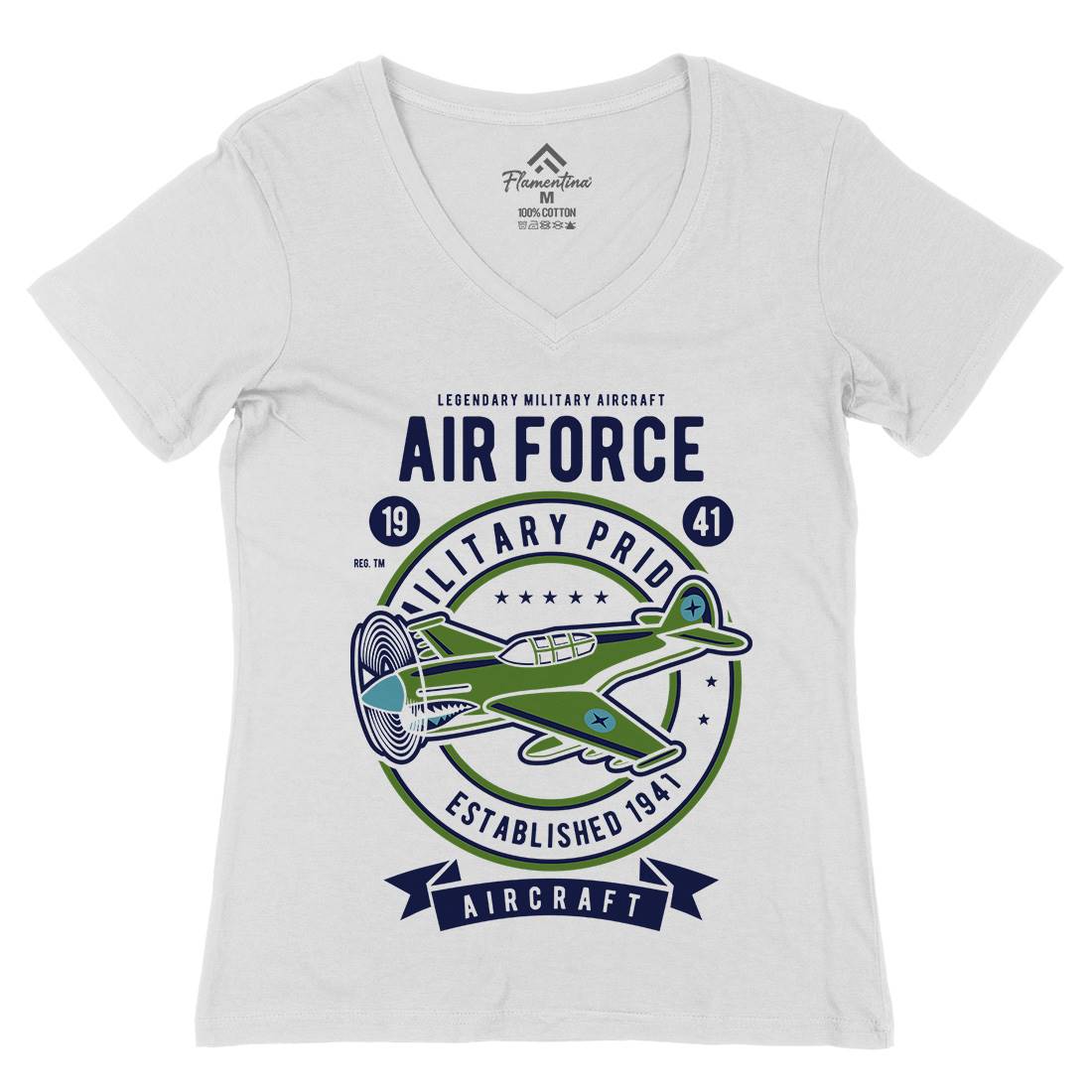Air Force Womens Organic V-Neck T-Shirt Army D502