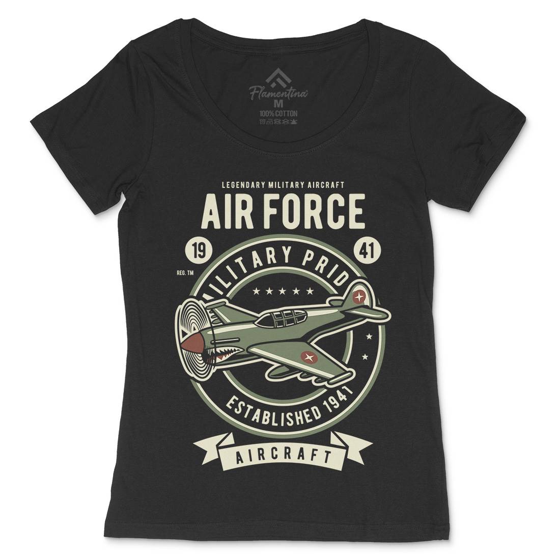 Air Force Womens Scoop Neck T-Shirt Army D502