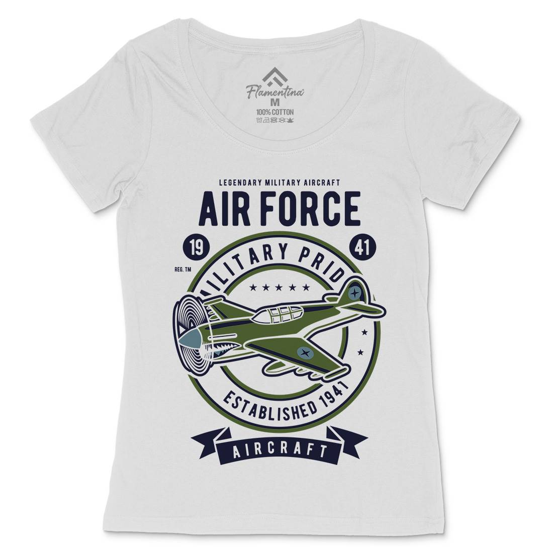 Air Force Womens Scoop Neck T-Shirt Army D502
