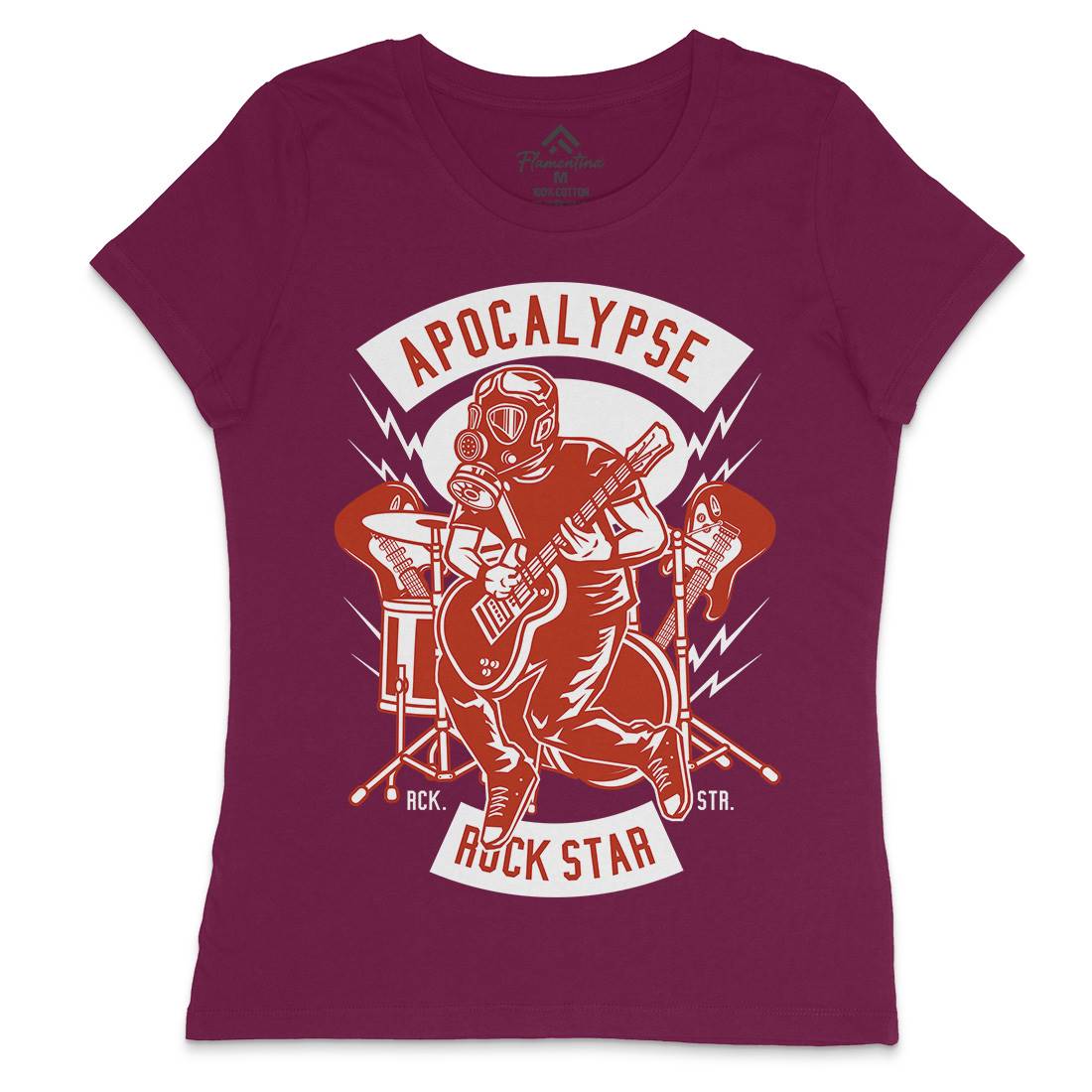 Apocalypse Rock Star Womens Crew Neck T-Shirt Music D503