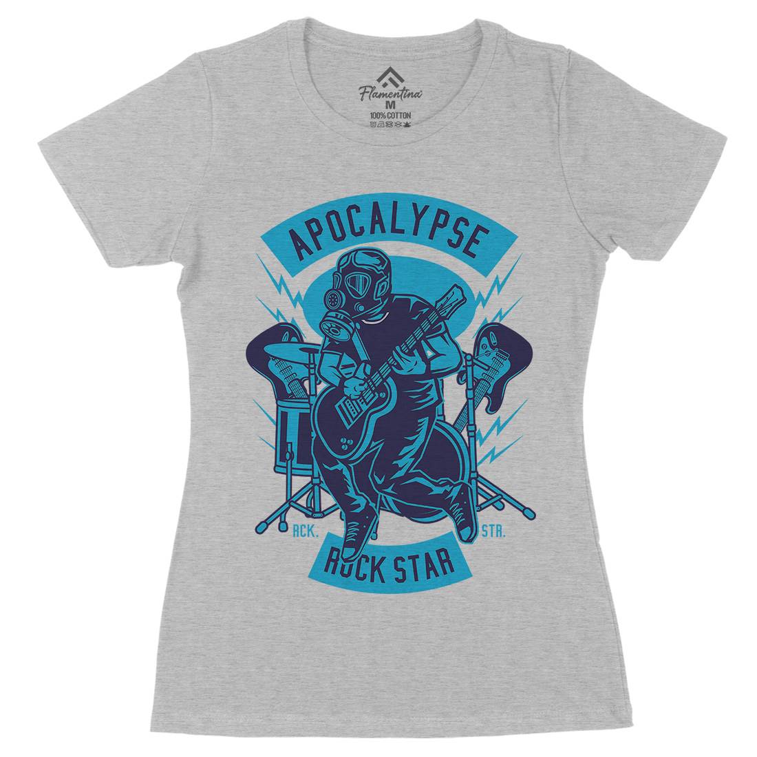 Apocalypse Rock Star Womens Organic Crew Neck T-Shirt Music D503