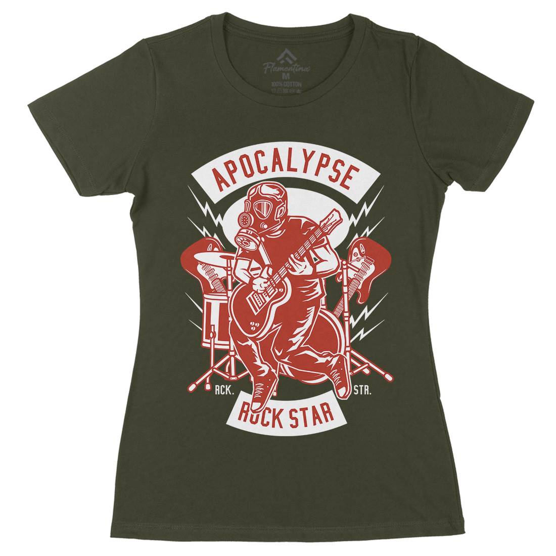 Apocalypse Rock Star Womens Organic Crew Neck T-Shirt Music D503